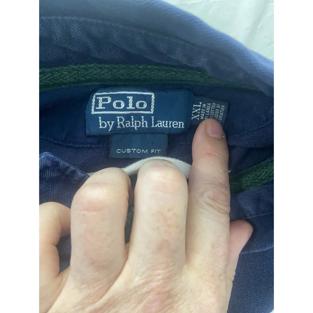 Vintage Ralph Lauren Polo Denim Collar 3-Button‎ Breathable Golf Shirt -Size 2XL